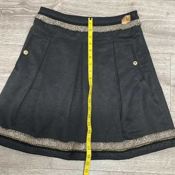 NWT BCBGMAXAZRIA Kailin Pleated Skirt Black Gold Chain 2 - Picture 5 of 14